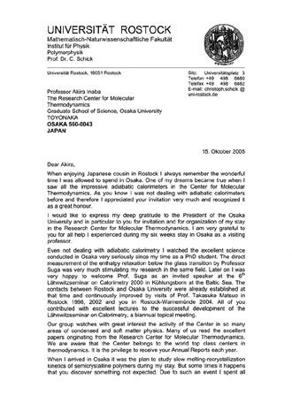 Page 1 of the Letter from Prof. Schick