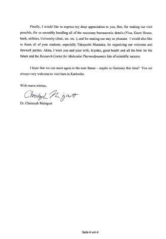 Page 4 of the Letter from Dr. Meingast